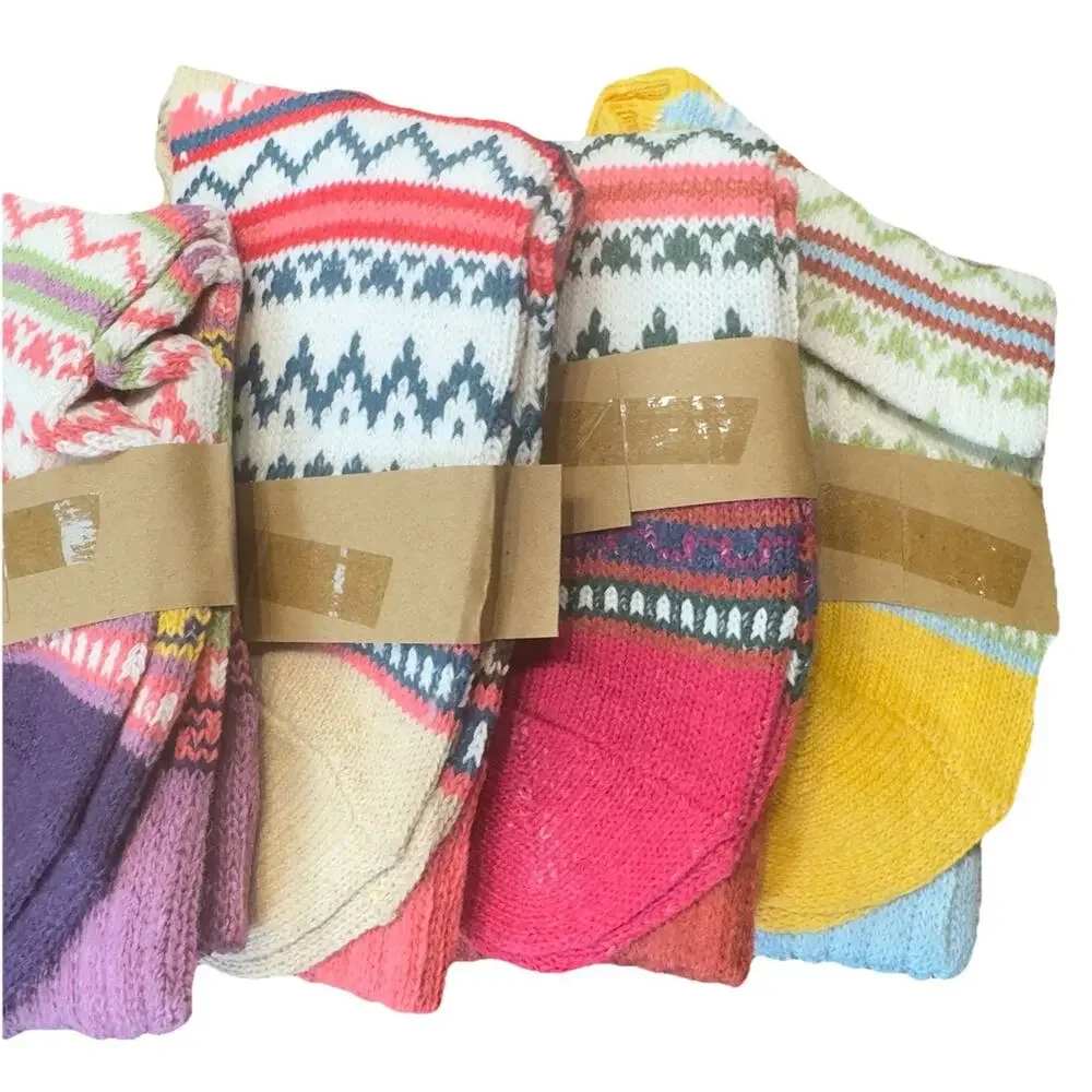 Wool Blend Crew Socks Women 5 Pack Warm Boot Hiking Cozy